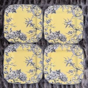 Adelaide Yellow Square Porcelain Dinner Plate Collection | Set of 4